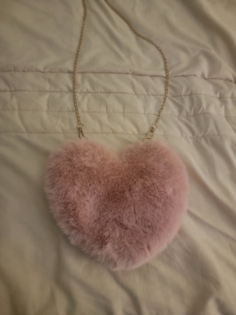 SHEIN Pink Heart Faux Fur Mini Crossbody Bag